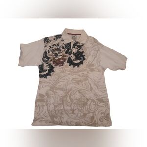 Avirex White Polo Printed Shirt Vintage Y2K